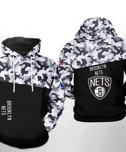 Brooklyn Nets NBA Camo Veteran Team All Over Print 3D Hoodie with Military-inspired Design