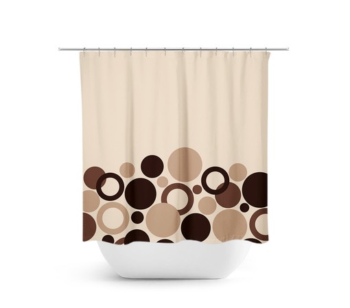 Brown & Beige Geometric Shower Curtain, Modern Bathroom Decor, Waterproof Fabric Bath Curtain