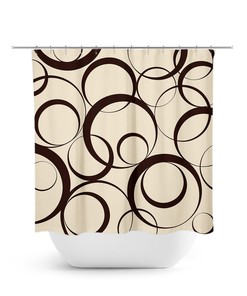 Brown Beige Geometric Shower Curtain, Modern Minimalist Bathroom Decor