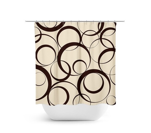 Brown Beige Geometric Shower Curtain, Modern Minimalist Bathroom Decor