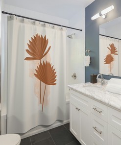 Brown Earth Tones Mid Century Modern Abstract Flower Boho Shower Curtain