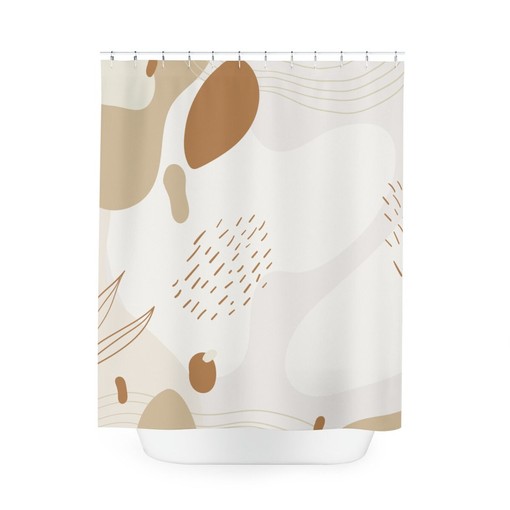 Brown Pal Abstract Art Shower Curtain, Neutral Warm Earth Tones with Lakehouse Modern Contemporary Design - Image 3
