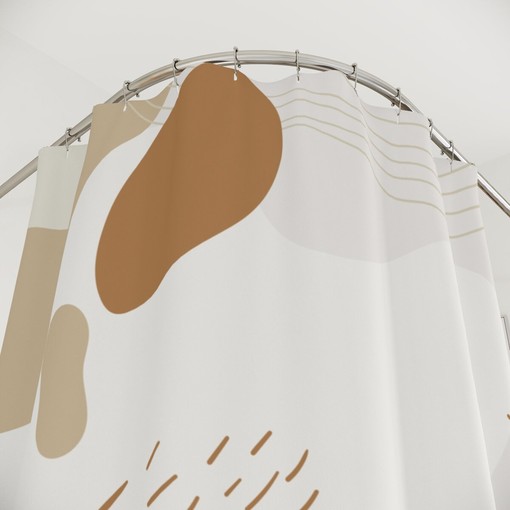 Brown Pal Abstract Art Shower Curtain, Neutral Warm Earth Tones with Lakehouse Modern Contemporary Design - Image 4