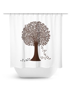 Brown Tree Shower Curtain - Rustic Brown and White Farmhouse Bathroom Decor for Stylish Design