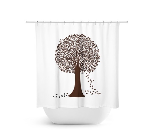 Brown Tree Shower Curtain - Rustic Brown and White Farmhouse Bathroom Decor for Stylish Design
