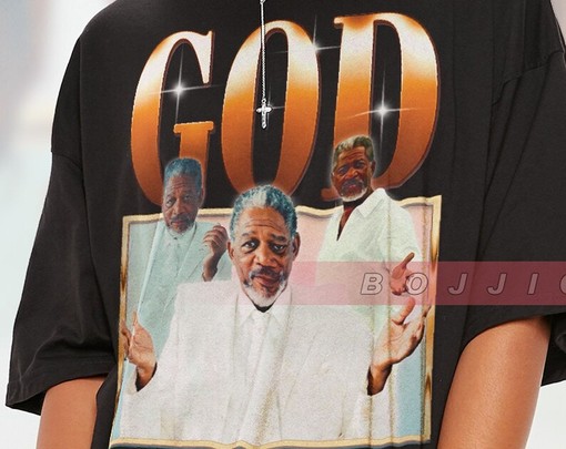 Bruce Almighty and The Shawshank Redemption - Morgan Freeman God Homage Tshirt - Image 2