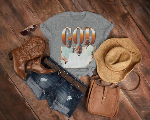 Bruce Almighty and The Shawshank Redemption - Morgan Freeman God Homage Tshirt - Image 3