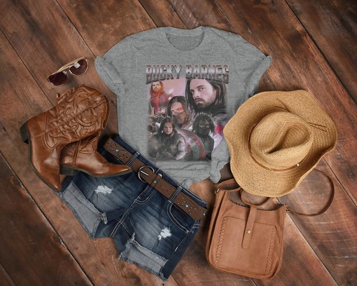 Bucky Barnes Character Shirt - Sebastian Stan Tribute Shirt Fans Gift - Sebastian Stan Homage Shirt Retro 90's - Image 3