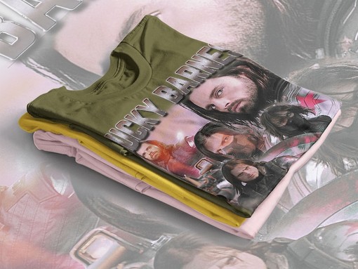 Bucky Barnes Character Shirt - Sebastian Stan Tribute Shirt Fans Gift - Sebastian Stan Homage Shirt Retro 90's - Image 4