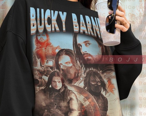 Bucky Barnes Homage Sweatshirt, Sebastian Stan Fans Gift, Minimalist Movie Shirts for Men - Image 4