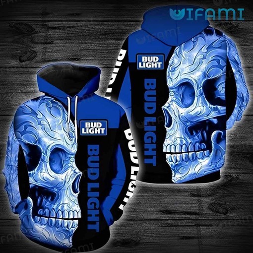 Bud Light All Over Print Hoodie with Punisher Skull for Beer Lovers and Cool Graphics