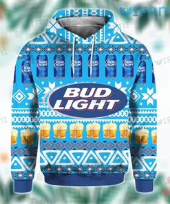 Bud Light Beer Glasses Snowflakes 3D Hoodie - Christmas Gift