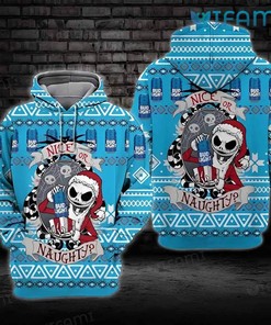 Bud Light Hoodie with Jack Skellington Santa All Over Print Design for Beer Lovers