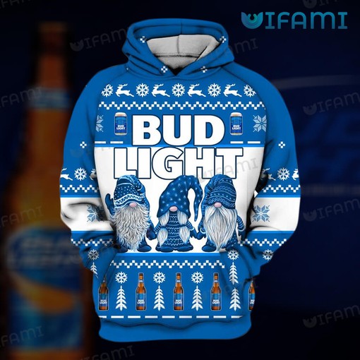 Bud Light Nordic Gnomes All Over Print Zip Up Hoodie for Men - Beer Lovers Gift