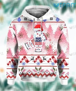 Bud Light Seltzer Santa Hat All Over Print Hoodie for Women - Beer Lovers Gift