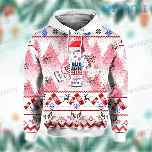 Bud Light Seltzer Santa Hat All Over Print Hoodie for Women - Beer Lovers Gift