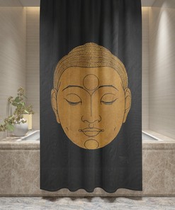 Buddha Spiritual Shower Curtain | Buddhist Oriental Design | Eco-Friendly and Waterproof | Spiritual Decor