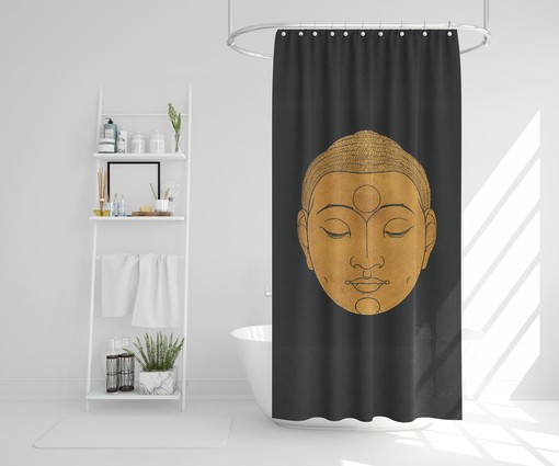 Buddha Spiritual Shower Curtain | Buddhist Oriental Design | Eco-Friendly and Waterproof | Spiritual Decor - Image 2