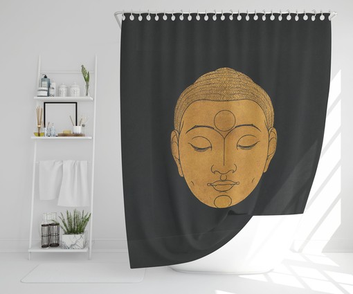 Buddha Spiritual Shower Curtain | Buddhist Oriental Design | Eco-Friendly and Waterproof | Spiritual Decor - Image 3