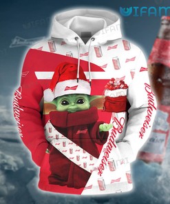 Budweiser Baby Yoda Santa All Over Print 3D Hoodie for Men - Gift