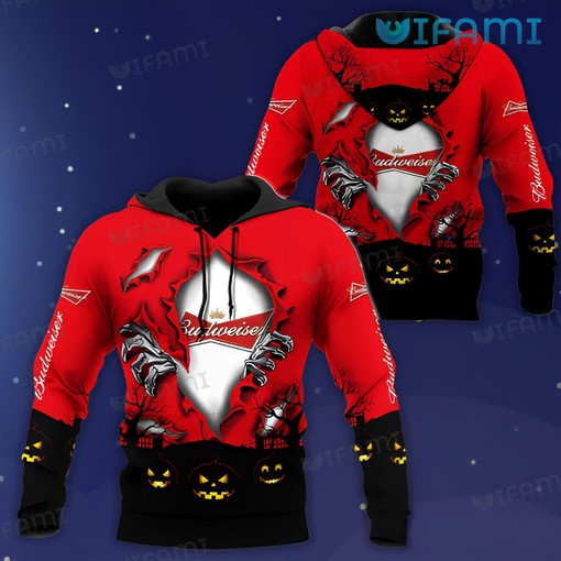 Budweiser Halloween Pumpkin All Over Print 3D Hoodie for Beer Lovers with Halloween Design