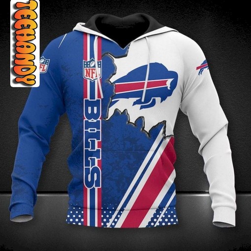 Buffalo Bills All-Over Print 3D Hoodie with Graphic Design for Football Enthusiasts