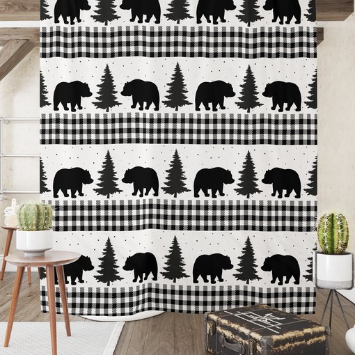 Buffalo Plaid Shower Curtain with Optional Accessory Set