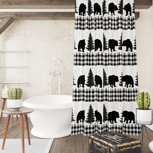 Buffalo Plaid Shower Curtain with Optional Accessory Set - Image 2