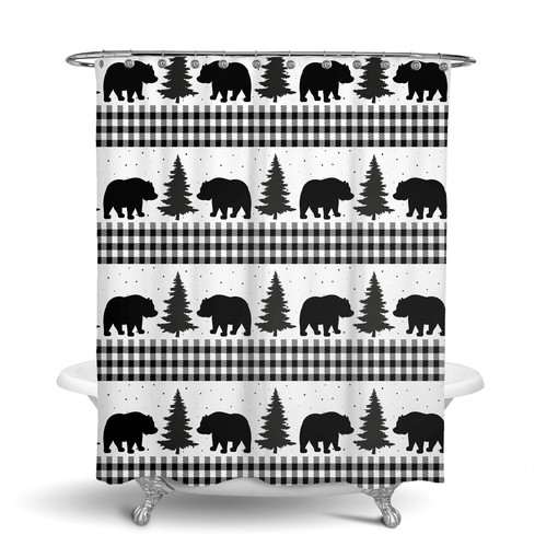 Buffalo Plaid Shower Curtain with Optional Accessory Set - Image 3