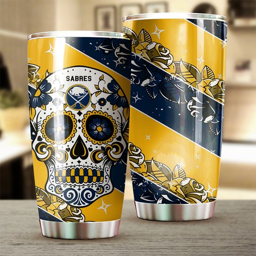 Buffalo Sabres NHL Tumbler Game Nights' Skull Design NHL Tumbler for Fans, Perfect for Personalized Tumblers