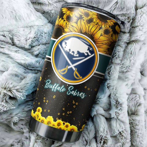 Buffalo Sabres NHL Tumbler with Beautiful Sunflower Design - Best Drink Container for Hockey Fans