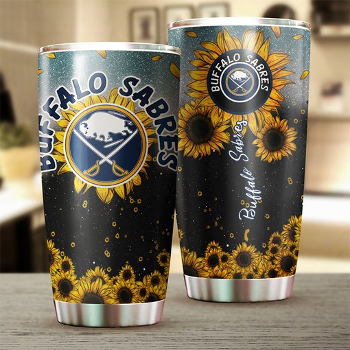 Buffalo Sabres NHL Tumbler with Sunflower Design - Custom Drink Container for Sports Enthusiasts