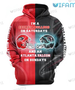 Bulldogs on Saturday Falcon on Sunday 3D Hoodie Gift for Georgia Football Fans with Dual Support
