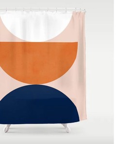 Burnt Orange Geometric Boho Shower Curtain with Customizable Sizes, Perfect for a Bold Boho Style