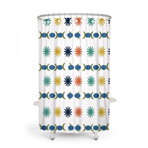 Burst Pattern Mid Century Modern Shower Curtain: Optional Set Available - Image 2