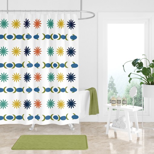 Burst Pattern Mid Century Modern Shower Curtain: Optional Set Available - Image 3