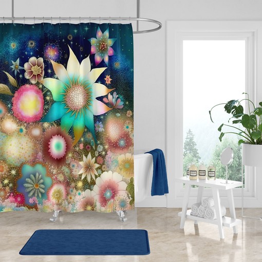 Bursting Floral Shower Curtain Set with Various Styles - Unique and Chic Bathroom Decor - Image 2