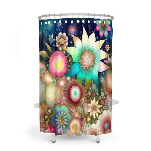 Bursting Floral Shower Curtain Set with Various Styles - Unique and Chic Bathroom Decor - Image 3
