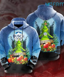 Busch Light Grinch Christmas All Over Print Hoodie for Men - Gift for Beer Lovers