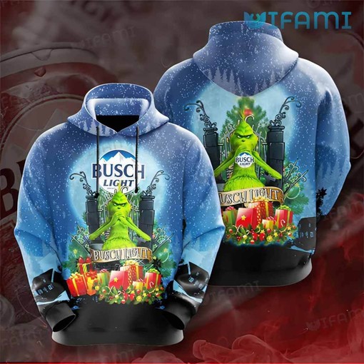 Busch Light Grinch Christmas All Over Print Hoodie for Men - Gift for Beer Lovers