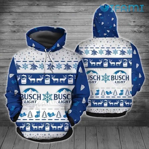 Busch Light Reindeer Christmas All Over Print Hoodie for Women - Beer Lovers Gift