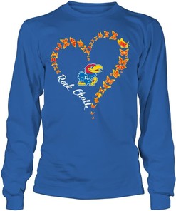 Butterflies Heart Kansas Jayhawks Shirt - NCAA College Shirts for Women