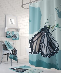 Butterfly Print Shower Curtain, Add a Whimsical Touch to Your Bathroom Decor | butterfly shower curtains