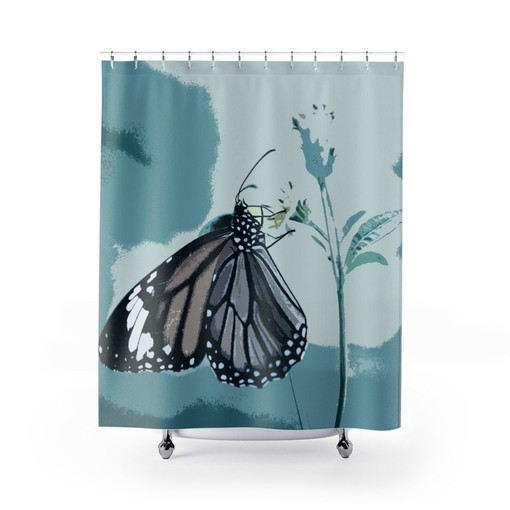 Butterfly Print Shower Curtain, Add a Whimsical Touch to Your Bathroom Decor | butterfly shower curtains - Image 2