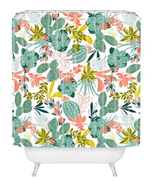 Cactus Print Boho Shower Curtain, Home Decor Essential, Fabric Bath Curtain - Image 2