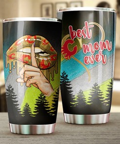 Calgary Flames NHL Tumbler - Best Mom Ever with Flower Design Tumbler for NHL Fans - G Fanatics