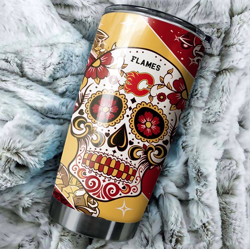 Calgary Flames NHL Tumbler Game Nights Skull Design NHL Tumbler for Fans, Perfect for Personalized Tumblers - Image 2