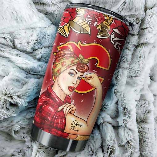 Calgary Flames NHL Tumbler Personalized Best Mom Ever Tumbler with Flower Design, Perfect for NHL Fans - Image 2