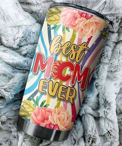 Calgary Flames NHL Tumbler Personalized Flower Design Best Mom Ever Tumbler for NHL Fans, Ideal Tumbler Gift