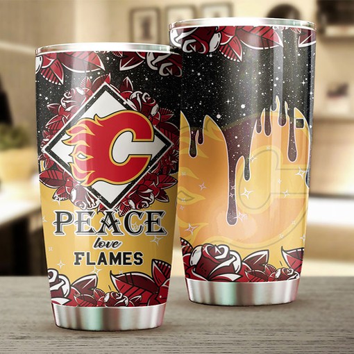 Calgary Flames NHL Tumbler with Hockey Grunge Design - Perfect Gift for Fans - Image 2